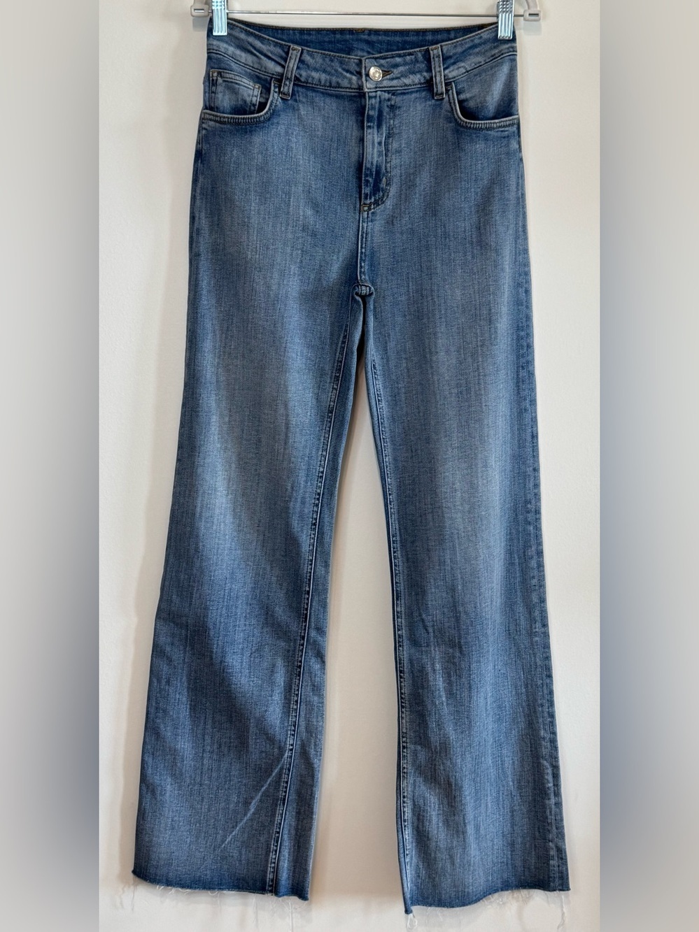 NEW Liu Jo Milano Women’s Wide-Leg Raw Hem Stretch Jeans Size 28